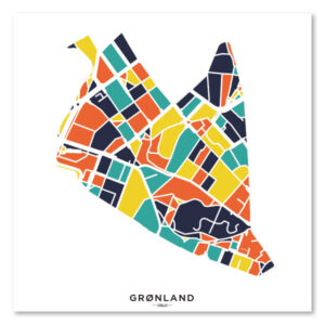 Grønland fargefull kart