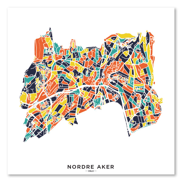 Nordre Aker fargefull kart